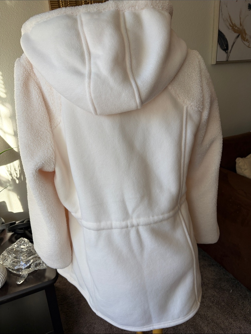 *Madison Cream Hooded Teddy Fleece Jacket with Drawstring Waist NWT - Picture 11 of 12